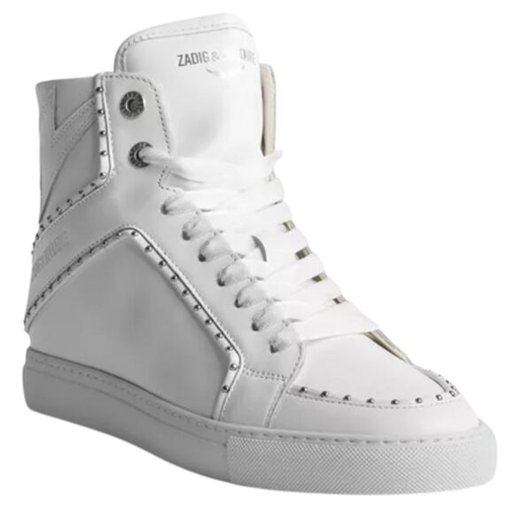 Zadig & Voltaire ZV1747 High Flash Studded Sneakers in White - Picture 1 of 16